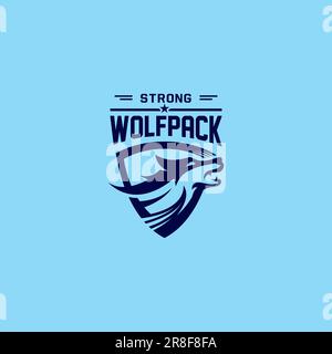 Wolfsblaues Logo. Wolf Shield Logo-Vektor Stock Vektor