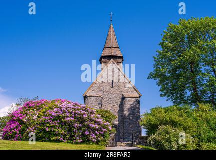 Fana Kirke, eine der ältesten Kirchen in Bergen in Norwegen. Stockfoto