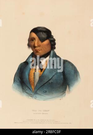 WAA-PA-SHAW. Ein HÄUPTLING DER SIOUX, aus der Geschichte der Indianerstämme Nordamerikas. 1838 von McKenney und Hall, 1836-1844 Stockfoto