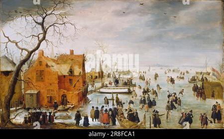 Hendrick Avercamp, Winter Landscape, Ölmalerei auf Schalttafel, ca. 1610 Stockfoto