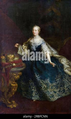 Portrait der Kaiserin Maria Theresa (1717-1780), Königin von Ungarn und Böhmen, Heilige römische Kaiserin, Ölgemälde auf Leinwand von Martin van Meytens, 1745-1750 Stockfoto