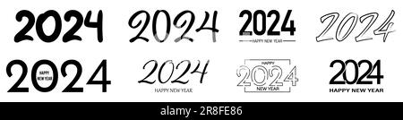 2024 Symbolik für Neujahr. Kann für Tagebücher, Notizbücher, Kalender und andere Zwecke verwendet werden. Vektordarstellung Stock Vektor