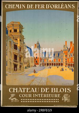 Compagnie des chemins de fer de Paris à Orléans, Château de Blois. Cour intérieure Stockfoto