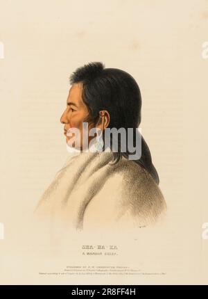 SHA-HA-KA. EIN MANDANISCHER HÄUPTLING. Ca. 1838 von McKenney und Hall, 1836-1844 Stockfoto