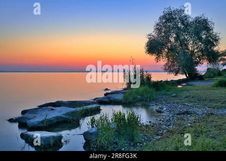 Bodensee vor Sonnenaufgang, Arbon, Kanton Thurgau Stockfoto