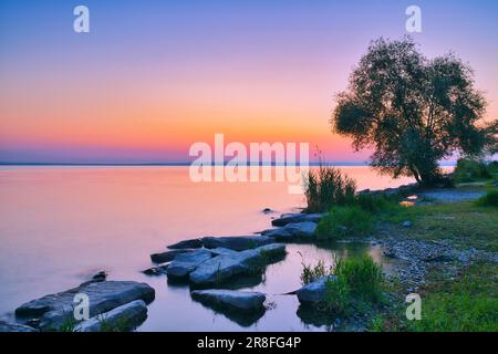Bodensee vor Sonnenaufgang, Arbon, Kanton Thurgau Stockfoto