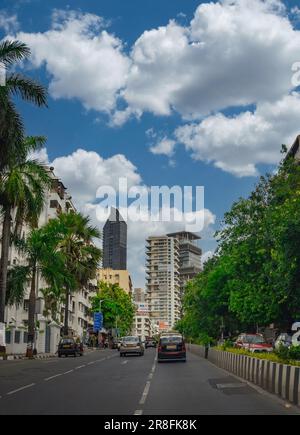 Die Skyline von Mumbai ist bekannt für ihre majestätischen Wolkenkratzer und berühmten Wahrzeichen. Stockfoto