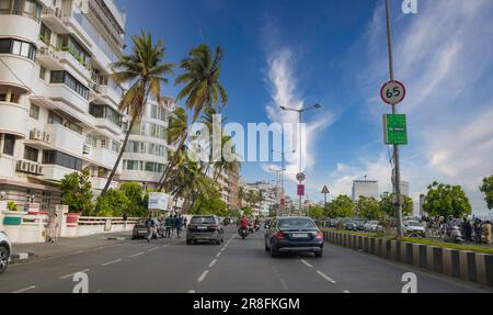 Die Skyline von Mumbai ist bekannt für ihre majestätischen Wolkenkratzer und berühmten Wahrzeichen. Stockfoto