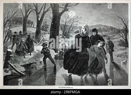 The Skating Season--1862, aus Harper's Weekly, 18. Januar 1862 1862 von Winslow Homer, geboren in Boston, MA 1836-Toded Prout's Neck, ME 1910 Stockfoto