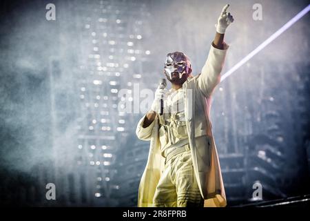 Oslo, Norwegen. 20. Juni 2023. Der kanadische Sänger, Songwriter und Musiker The Weeknd führt ein Livekonzert in der Telenor Arena in Oslo auf. (Foto: Gonzales Photo/Terje Dokken). Stockfoto