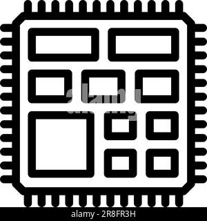 Vektordarstellung des Liniensymbols des Mikrocontrollers für Elektroingenieure Stock Vektor