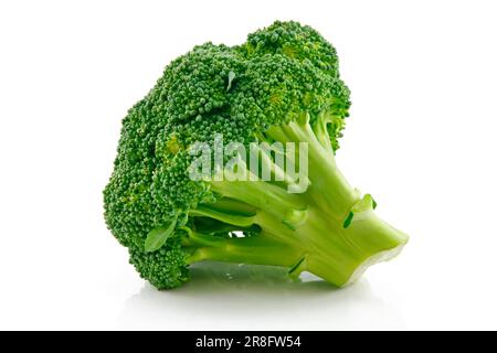 Reife Broccoli-Kohl, Isolated on White Background Stockfoto