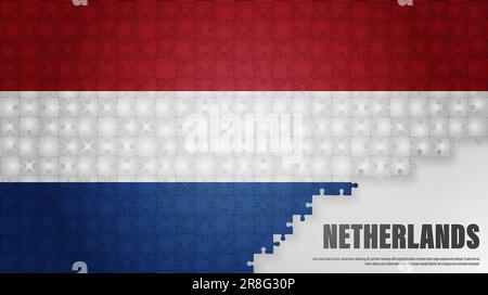 Hintergrund der niederländischen Puzzleflagge. Auswirkungselement für die Verwendung, die Sie daraus machen möchten. Stock Vektor