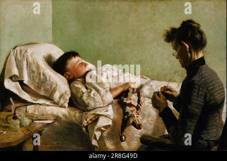 The Sick Child 1893 von J. Bond Francisco, geboren in Cincinnati, OH 1863, gestorben in Los Angeles, CA 1931 Stockfoto