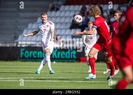 Vejle, Dänemark. 20. Juni 2023. Eli King (7) von Wales, der während des U21. Euro-Qualifikationsspiels zwischen Dänemark und Wales im Vejle-Stadion in Vejle gesehen wurde. (Foto: Gonzales Photo/Alamy Live News Stockfoto