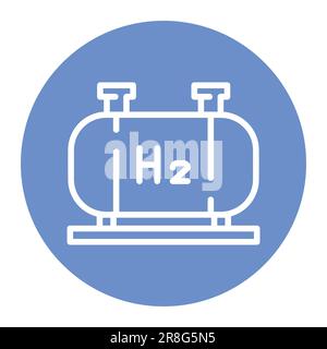 Symbol für die H2-Farblinie der Lagerzylinder. Wasserstoffenergie. Isoliertes Vektorelement. Skizzieren Sie das Piktogramm für Webseite, mobile App, Promo Stock Vektor