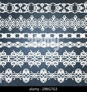 Schwarze Bretter-Vektorsammlung nahtloser Ränder und Trennwände Stock Vektor