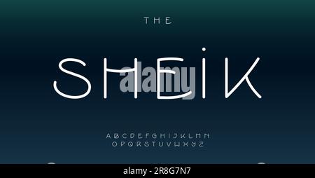 Weiches, elegantes Alphabet, moderne serifenlose Buchstaben, Vintage-Schrift für dezentes Logo, klare, schlanke Überschrift, einzigartige Typografie, moderne Typografie Stock Vektor