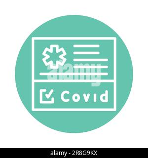 Ärztliches Zertifikat der Impfung covid Farbliniensymbol. Isoliertes Vektorelement. Skizzieren Sie das Piktogramm für Webseite, mobile App, Promo Stock Vektor