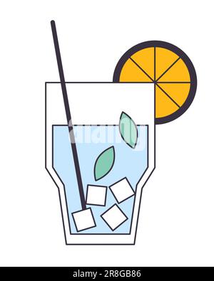 Cocktail-Sommergetränk mit flacher, farblich isolierten Vektorobjekten Stock Vektor