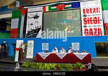 Scheich Riyad Al Bustanji, Hannoun Mohammad, Amin Abu Rashed, Freiheitsfestival des palästinensischen Volkes, (Freiheitsflotte), Mailand 13.06.2010 Stockfoto