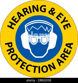 Hör- und Augenschutzschild auf weißem Hintergrund Stock Vektor