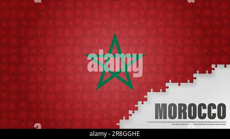 Hintergrund der marokkanischen Puzzleflagge. Auswirkungselement für die Verwendung, die Sie daraus machen möchten. Stock Vektor