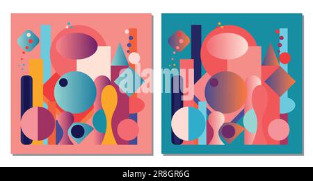 Abbildung eines BOLD-Posters von Memphis. Geometrische Formen verlaufender Hintergrund. Stock Vektor