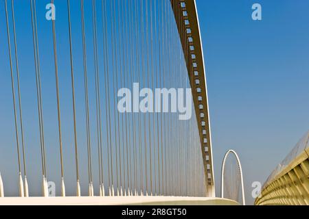 The Sails, Santiago Calatravas Hängebrücke über die A1, Reggio Emilia, Italien Stockfoto