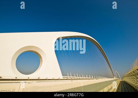 The Sails, Santiago Calatravas Hängebrücke über die A1, Reggio Emilia, Italien Stockfoto