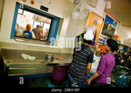 Küche. Sikh-Gemeinde. Sikhdharma Gurdwara Singh Sabha Association. Novellara. Provinz Reggio Emilia. Italien Stockfoto