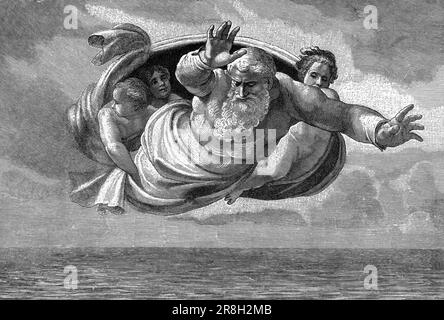 2. Tag der Schöpfung, 1. Tag der Schöpfung, 1. Buch Mose 1-19, Altes Testament, Bibel, historische Illustration 1890 Stockfoto