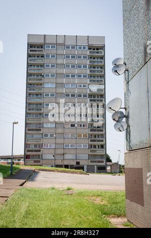 Verfallener Hochhausblock, Birmingham, UK 2023 Stockfoto