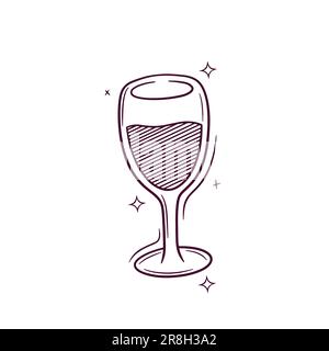 Handgezeichnetes Weinglas. Doodle Vector Sketch-Illustration Stock Vektor