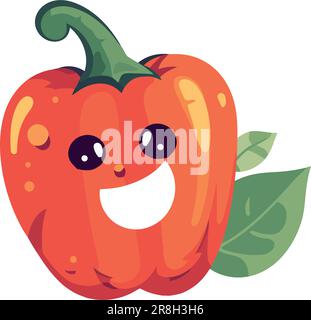 Süßer Cartoon-Pfeffer lächelt, fördert gesunde Ernährung Stock Vektor