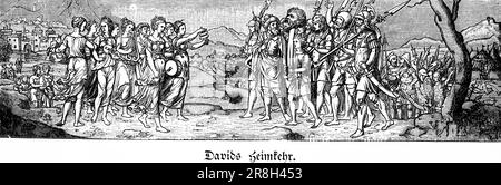 Davids Homecoming, Davids Heimkehr, Altes Testament, Bibel, historische Illustration 1890 Stockfoto