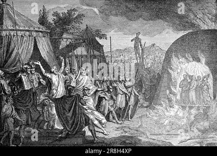 Die drei Männer im Ofen, Altes Testament, Bibel, historische Illustration 1890 Stockfoto