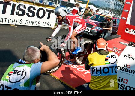 Fotograf. Radfahrer. Varese. Lombardei. Italien Stockfoto