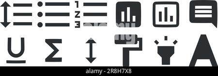 Editor für 12-Symbole. Moderne Symbole mit dünnen Linien. Moderner Trend im Stil. Für Mobilgeräte und Web. Große UI-Symbolgruppe in flachem Design. UX-BENUTZEROBERFLÄCHE Stock Vektor