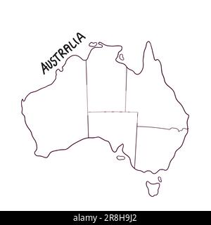 Handgezeichnete Landkarte Australiens Stock Vektor