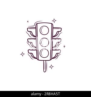 Von Hand Gezogene Ampel. Doodle Vector Sketch-Illustration Stock Vektor