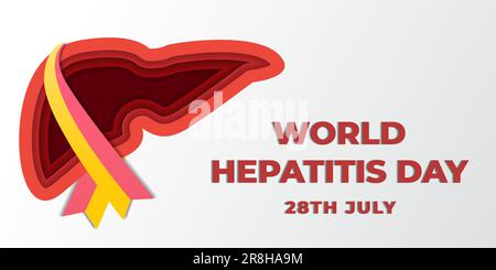 World Hepatitis Day Horizontalbanner im Papierschnitt Stock Vektor