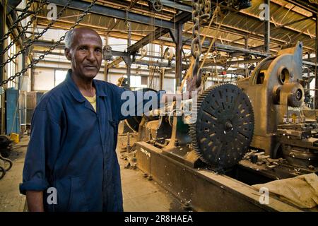 Mechanische Werkstatt. Eritreische Eisenbahn. Von Asmara nach Massawa. Eritrea Stockfoto