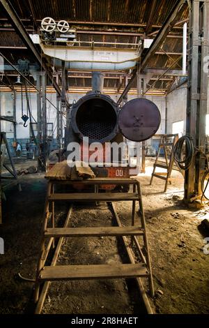 Mechanische Werkstatt. Eritreische Eisenbahn. Von Asmara nach Massawa. Eritrea Stockfoto