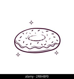 Handgezeichneter Donut. Doodle Vector Sketch-Illustration Stock Vektor