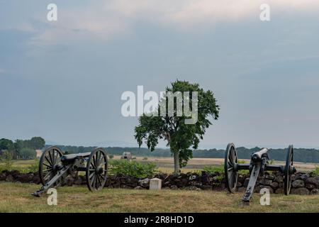 Bundeskanonen am High Water Mark, Gettysburg Pennsylvania USA Stockfoto