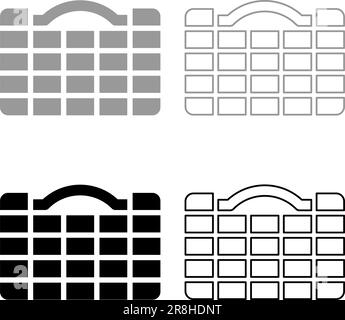 Organizer-Koffer für Werkzeuge Werkzeugkasten Instrumente Werkzeugkasten Set Industriezellen Hardware-Container Set Symbol grau schwarz Vektorbild Stock Vektor