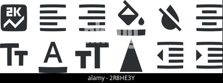 Editor für 12-Symbole. Vektorsammlung dünne Linie Web-Symbol. Symbol "Qualität festlegen". Linearer Symbolsatz. Große UI-Symbolgruppe in flachem Design. Vektor-Illustration Stock Vektor