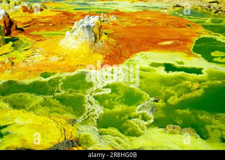 Schwefelsäureteich Dallol ist ein Vulkan. Danakil-Depression. Äthiopien Stockfoto