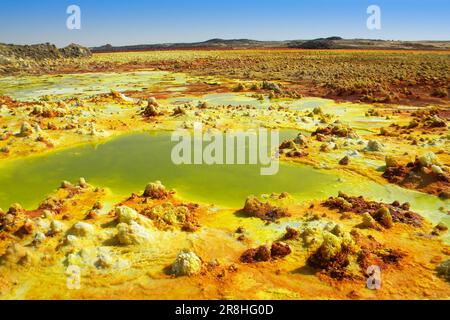 Schwefelsäureteich Dallol ist ein Vulkan. Danakil-Depression. Äthiopien Stockfoto